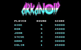 Arkanoid gameplay screenshot