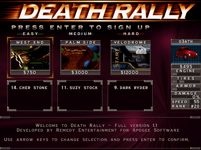 Death Rally gameplay screenshot