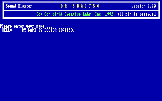 Dr. Sbaitso gameplay screenshot