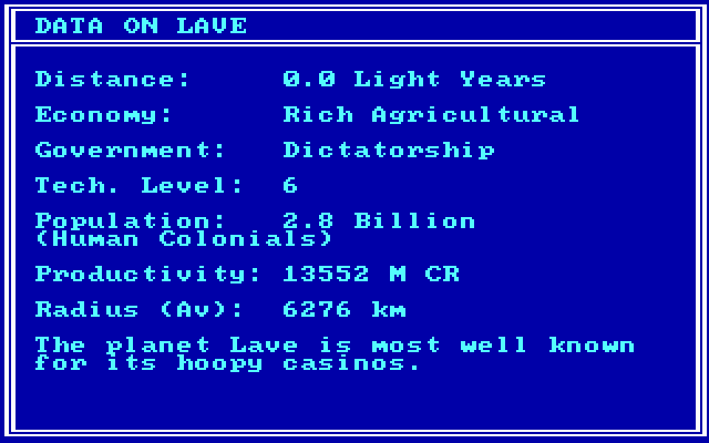 Elite gameplay screenshot