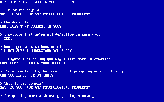 Eliza Chatbot gameplay screenshot