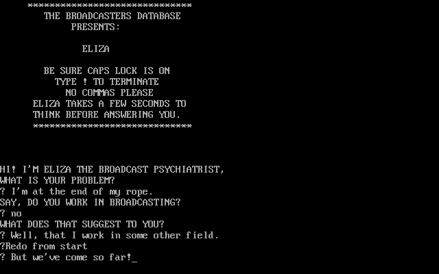 Eliza Chatbot gameplay screenshot