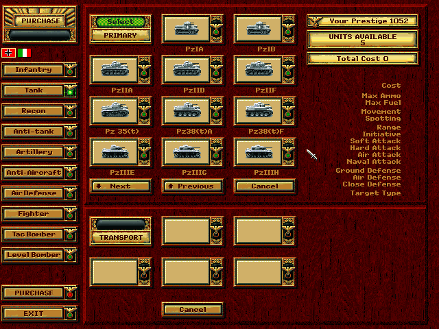 Panzer General gameplay screenshot