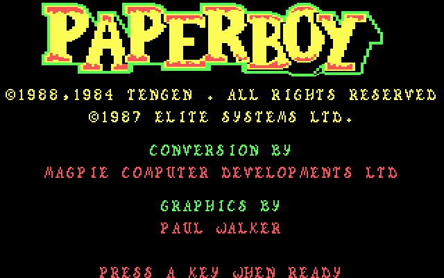 Paperboy gameplay screenshot