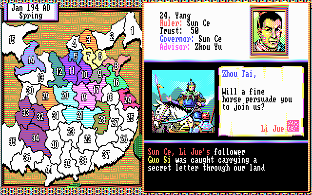 Romance of the Three Kingdoms II gameplay screenshot