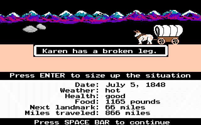 The Oregon Trail gameplay screenshot
